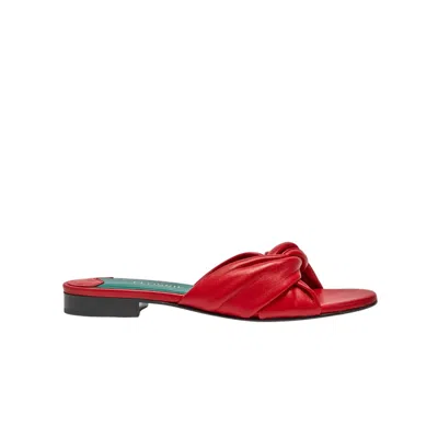 Florrie Women's Emma Red Leather Flat Sandal