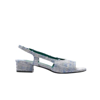 Florrie Women's Laura Blue Tweed Block Heel Slingback Sandal