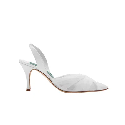 Florrie Women's Polly Slingback White Leather & Organza