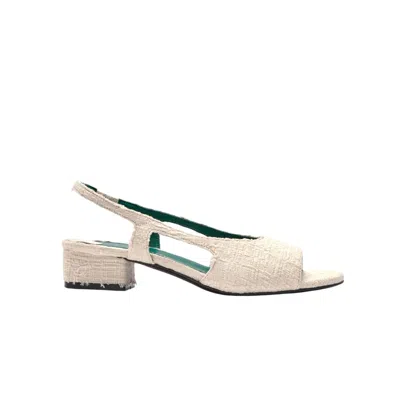 Florrie Women's White Laura Ivory Tweed Slingback Block Heel Sandal In Neutral