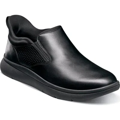 Florsheim Fleet Plain Toe Sneaker In Black Smooth