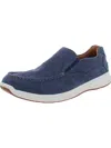 FLORSHEIM GREAT LAKES MENS LEATHER CANVAS SLIP-ON SHOES
