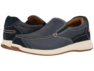 Florsheim Great Lakes Moc Slip, Jr. (toddler/little Kid/big Kid) Boy's Shoes Indigo Smooth/suede : 6.5 Big Kid In Blue