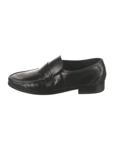 Pre-owned Florsheim Leather Braided Accents Dress Loafers In Black