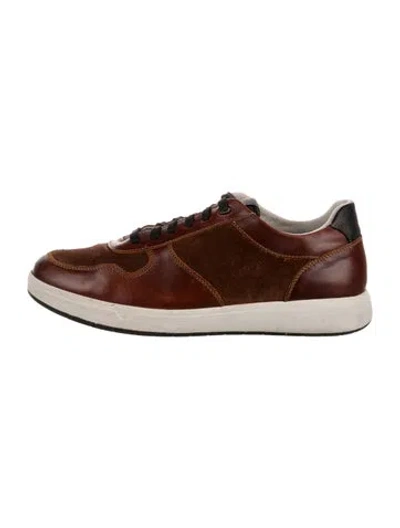 Pre-owned Florsheim Leather Colorblock Pattern Sneakers In Brown