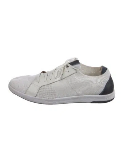 Pre-owned Florsheim Leather Colorblock Pattern Sneakers In White