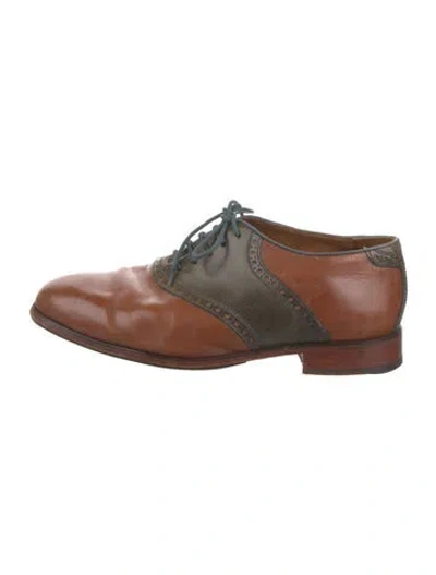 Pre-owned Florsheim Leather Colorblock Pattern Spectators In Brown