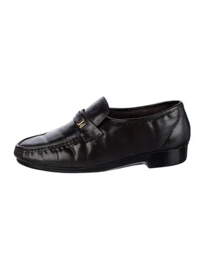 Pre-owned Florsheim Leather Dress Loafers In Black