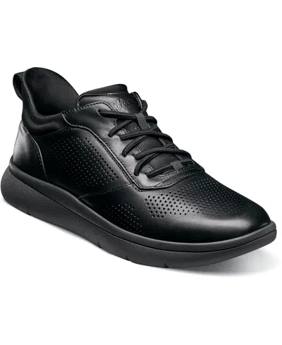 Florsheim Men's Fleet Perf Toe Elastic Lace Sneaker In Black,black