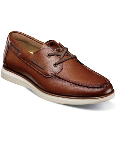 Florsheim Men's Tropics Moc Toe Elastic Lace Boat Shoe In Cognac