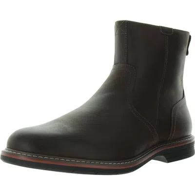 Florsheim Norwalk Mens Leather Almond Toe Ankle Boots In Brown