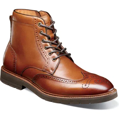 Florsheim Redford Leather Wingtip Lace Up Boot In Brown