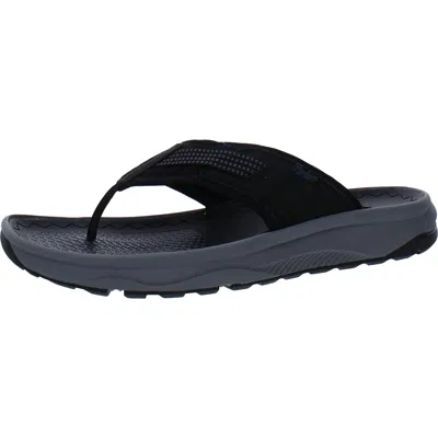 Florsheim Treadlite Mens Cushioned Footbed Leather Thong Sandals In Black