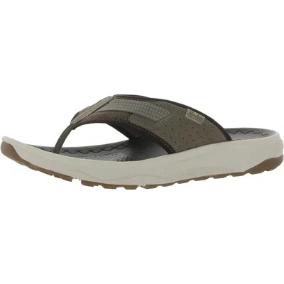 Florsheim Treadlite Mens Cushioned Footbed Leather Thong Sandals In Grey