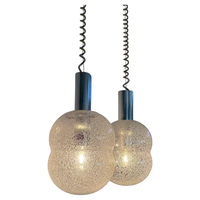 Pre-owned Flos Afra E Tobia Scarpa Italian Midcentury Bilobo Glass Pendant Lamps For  1960s In Brown