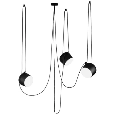 Pre-owned Flos Bouroullec Modern Black Pendant Aim Three Light Set W/ Canopy For , In Stock