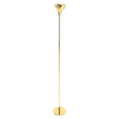Pre-owned Flos Gianfranco Frattini Heavy Brass Floor Lamp Tourchere Dimmer Scallop Lotus Shade In Gold