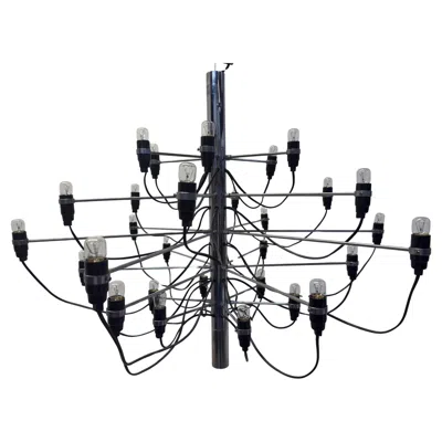 Pre-owned Flos Gino Sarfatti 2097 30-bulb Chrome Chandelier For  In Black