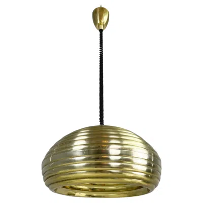 Pre-owned Flos Italian Mid-century Gold Chandelier Splugen Brau By Castiglioni For , 1960s In Brown