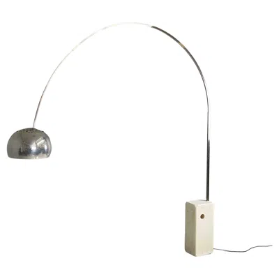 Pre-owned Flos Italian Modern Marble Floor Lamp Arco By Castiglioni For , 1960s In Transparent
