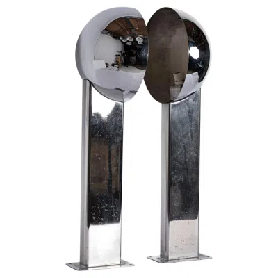Pre-owned Flos Monumental Scale Polished Steel Art Deco Commercial Uplighter's In Black