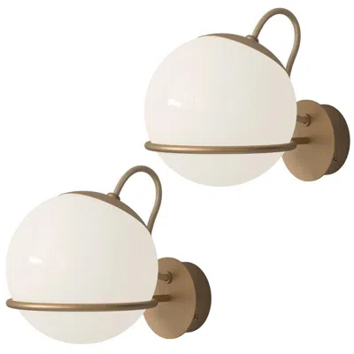 Pre-owned Flos Pair Of Gino Sarfatti Model 237/1 Wall Lamps In Champagne For Astep In Sand