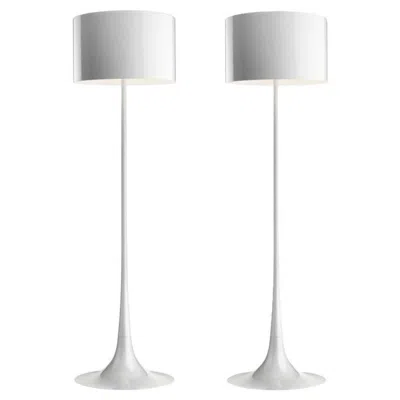 Pre-owned Flos Sebastian Wrong  Spun Pair Floor Lamps Shiny White Finish Space Age Design