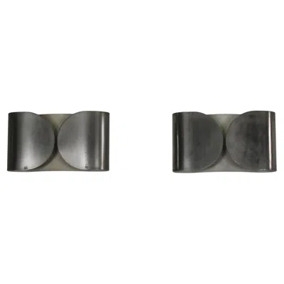 Pre-owned Flos Tobia Scarpa Set Of Two Foglio Wall Lamp In Nickel Plated Metal By  1966 In Clear