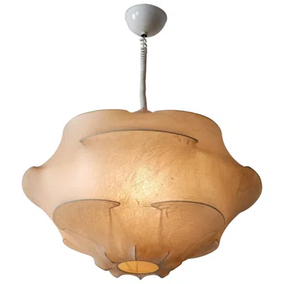 Pre-owned Flos Xl Mid-century Modern Cocoon Pendant Lamp Or Hanging Light By  Italy, 1960s In Sand