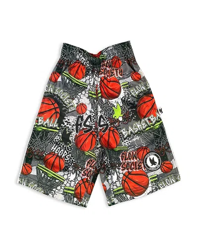 Flow Society Boys' Hoops Shorts - Big Kid In Grey/red