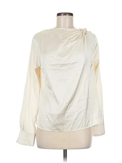 Pre-owned Flower & Feather Long Sleeve Blouse In White