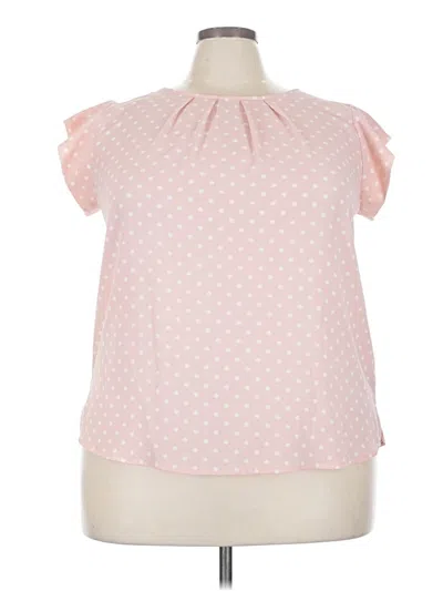 Pre-owned Flower & Feather Short Sleeve Blouse In Pink