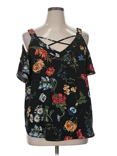 Pre-owned Flower & Feather Sleeveless Blouse In Black