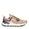 Flower Mountain Beige Sneakers With Green And Pink Accents In Multi