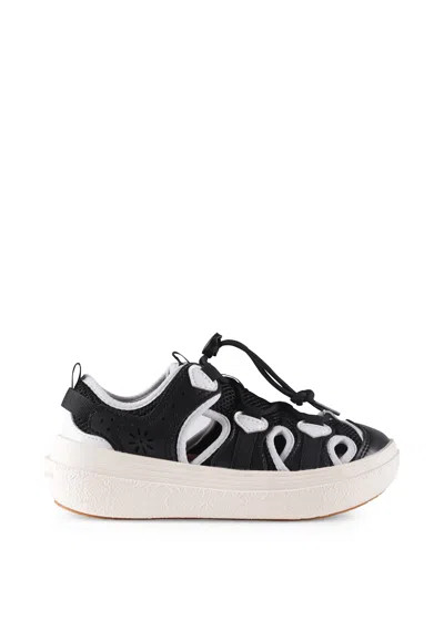 Flower Mountain Black Sneakers For Kids