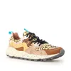 Flower Mountain Brown Suede And Animalier Fabric Yamano Sneakers In Multi