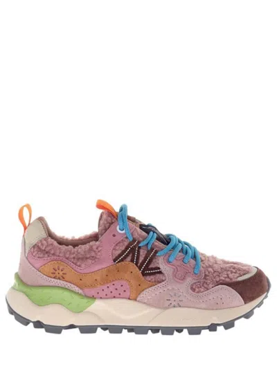 Flower Mountain Contemporary Beige Sneakers With Textured Upper In Pink