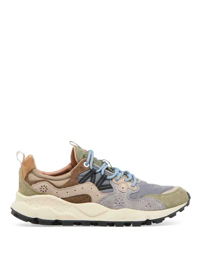Flower Mountain Fabric And Suede Sneakers In Gray
