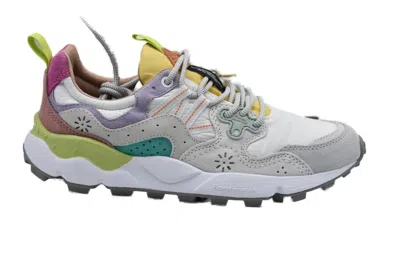 Flower Mountain Lilac-white Low Sneakers With Suede Inserts In Multi
