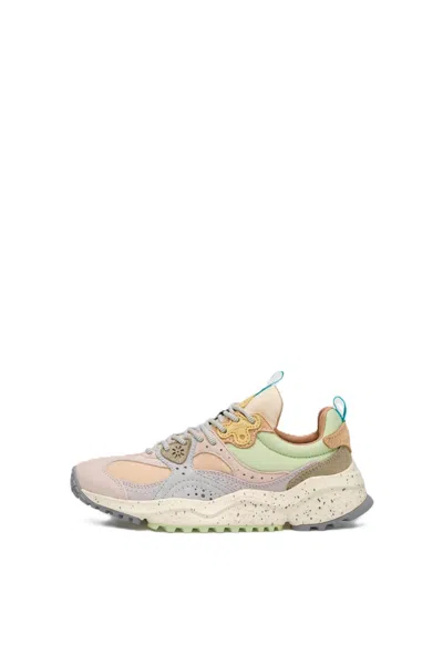 Flower Mountain Layered Pastel Sneakers With Textured Outsole In Neutral
