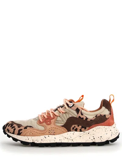 Flower Mountain Leopard Print Sneakers With Speckled Sole In Multi