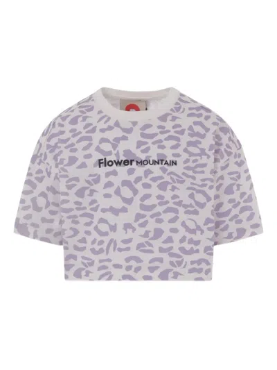 Flower Mountain Kids' Leopard-print T-shirt In White
