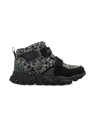 Flower Mountain Leopard-print Touch-strap Sneakers In Black