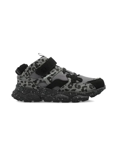 Flower Mountain Leopard-print Touch-strap Sneakers In Black
