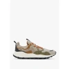 FLOWER MOUNTAIN MENS YAMANO 3 SUEDE/KNITTED MESH TRAINERS IN SAND MILITARY