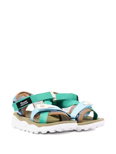 Flower Mountain Kids' Mesh-panel Touch-strap Sandals In Green