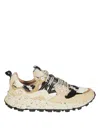 Flower Mountain Mixed-material Sneakers With Beige Suede Overlays In Multi