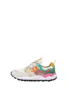 Flower Mountain Multicolor Fabric And Suede Sneakers In White