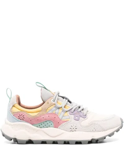 Flower Mountain Multicolored Low-top Sneakers With Textured Base And Cushioned Sole In Pink