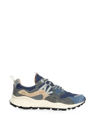 Flower Mountain Panelled Perforated Sneakers In Blue